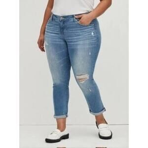 Torrid Boyfriend Straight Blue Jeans No‎ Way Jose Distressing Plus Size 28 - New